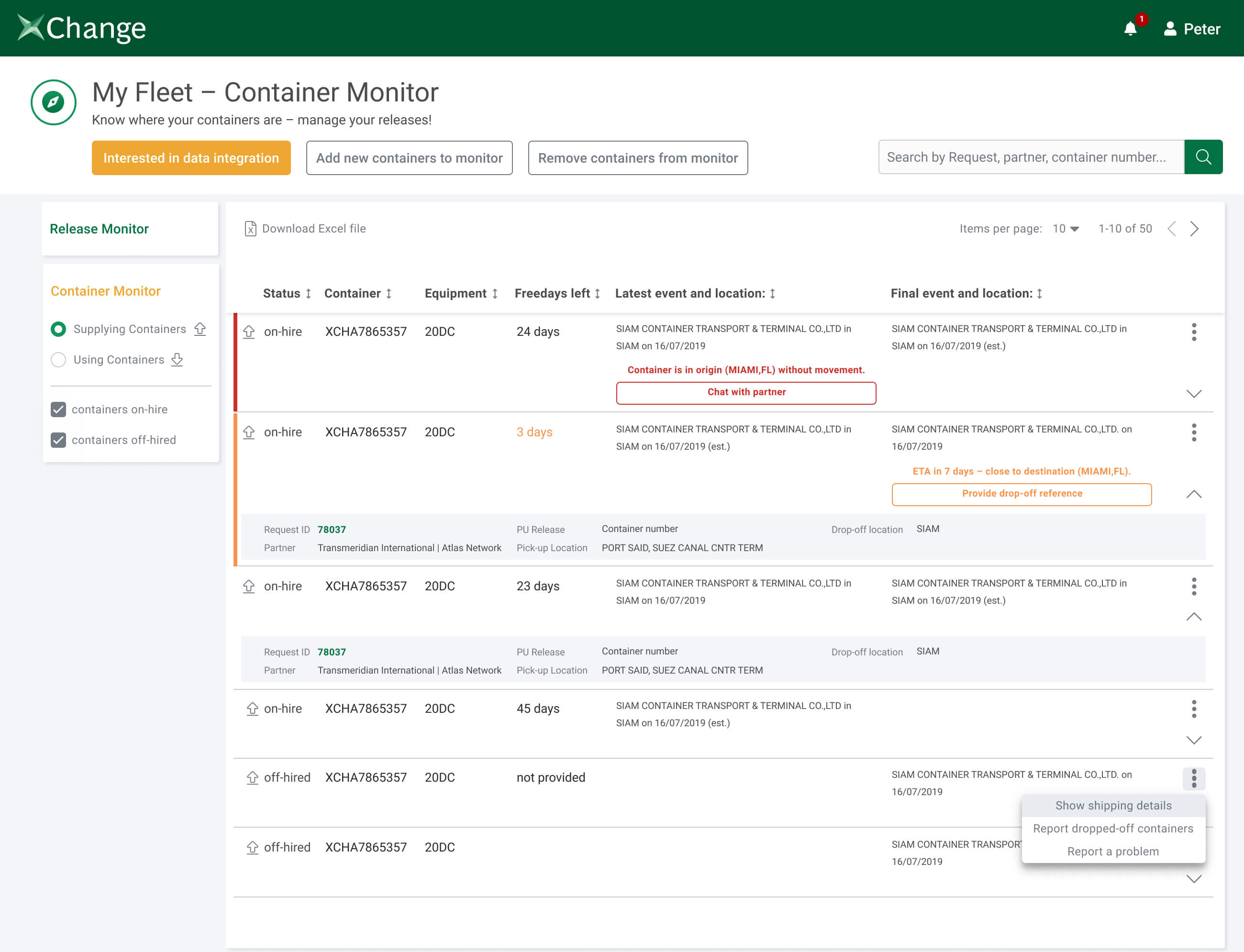 Container Tracking - Container xChange