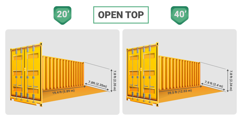 Container dimension - open top 