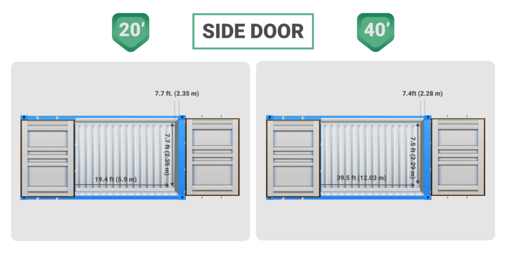 container dimension - side door 