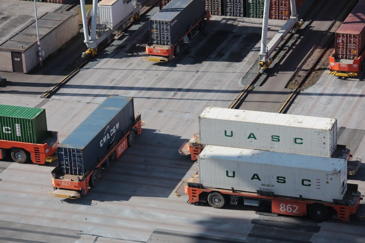 containers on a truck