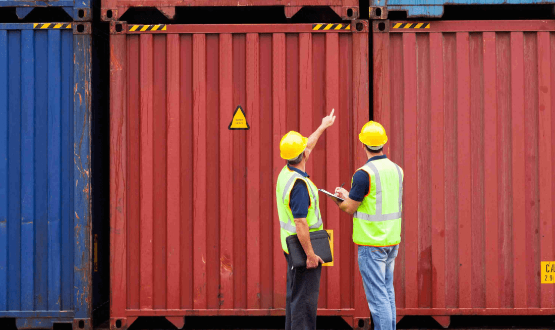 containers being inspected