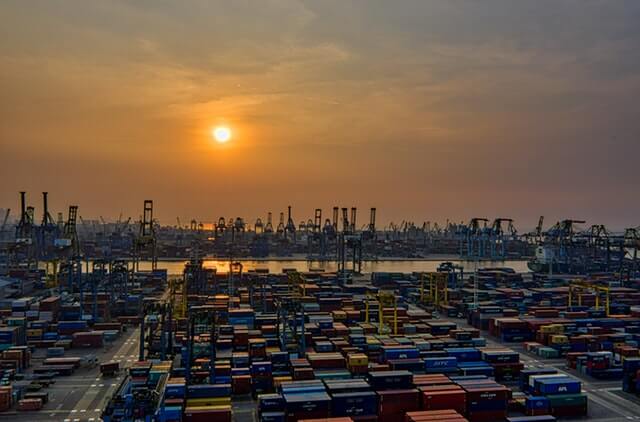 wide view of container terminal