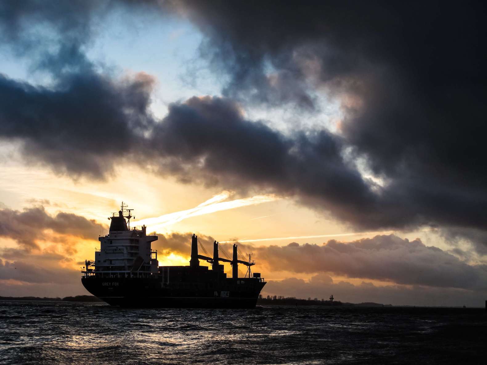 Slow steaming vessel at the ocean