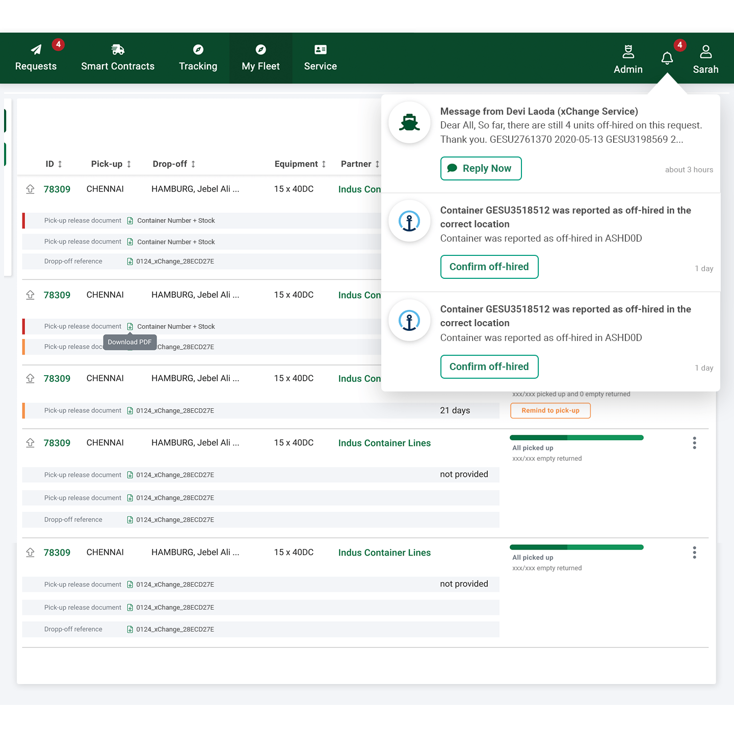 Container Tracking - Container xChange