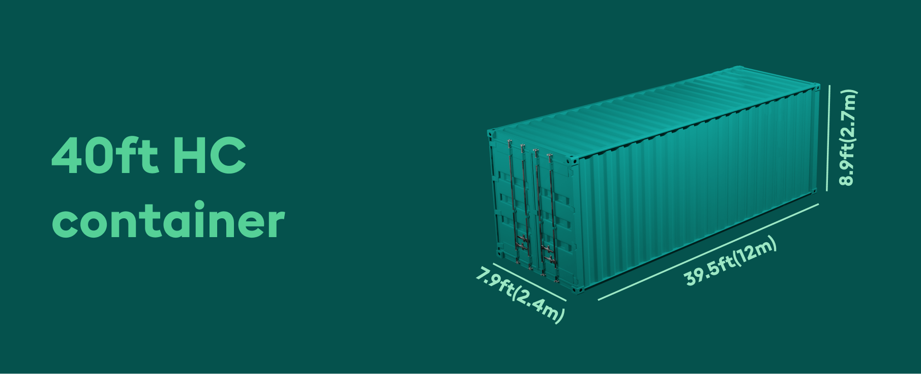 40ft HC container with dimensions