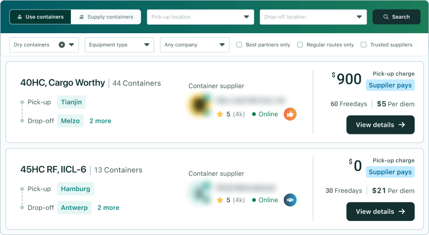 Container Leasing Screenshot